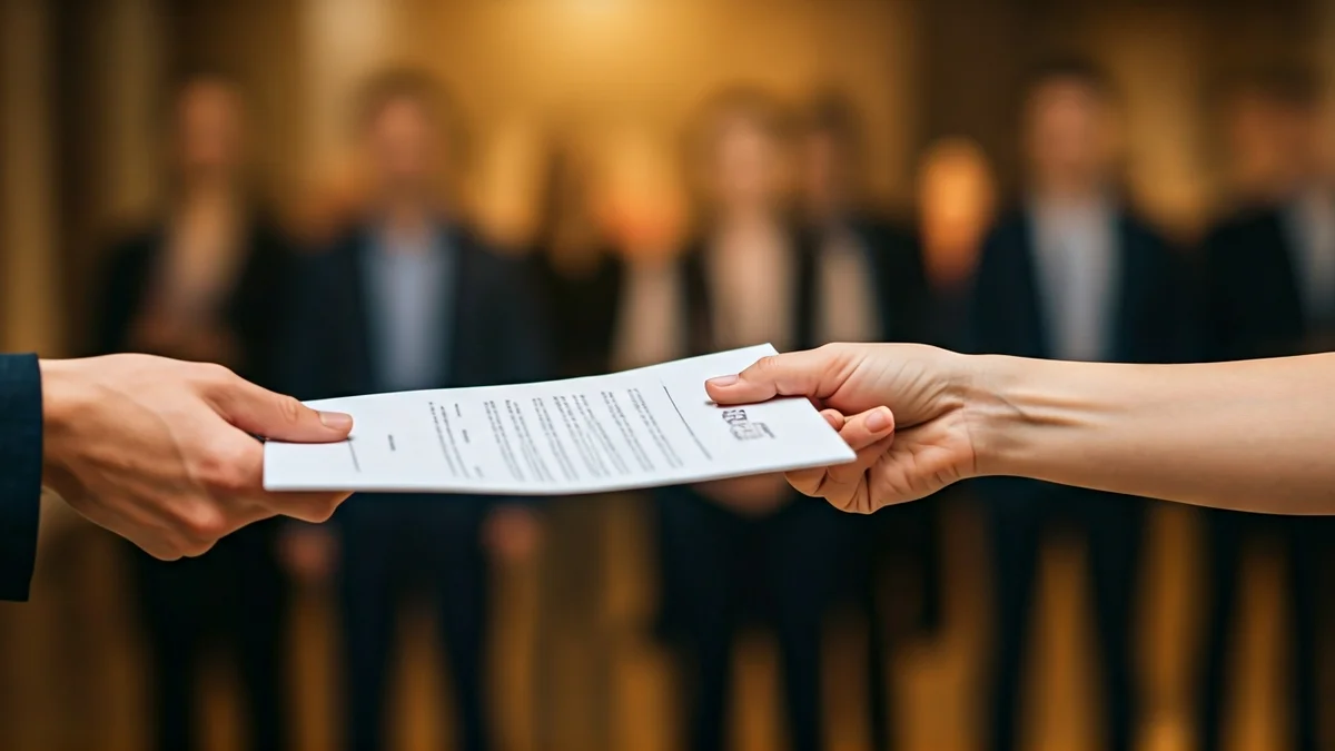 Imagen genérica de una mano pasando un documento, simbolizando un traspaso de liderazgo.