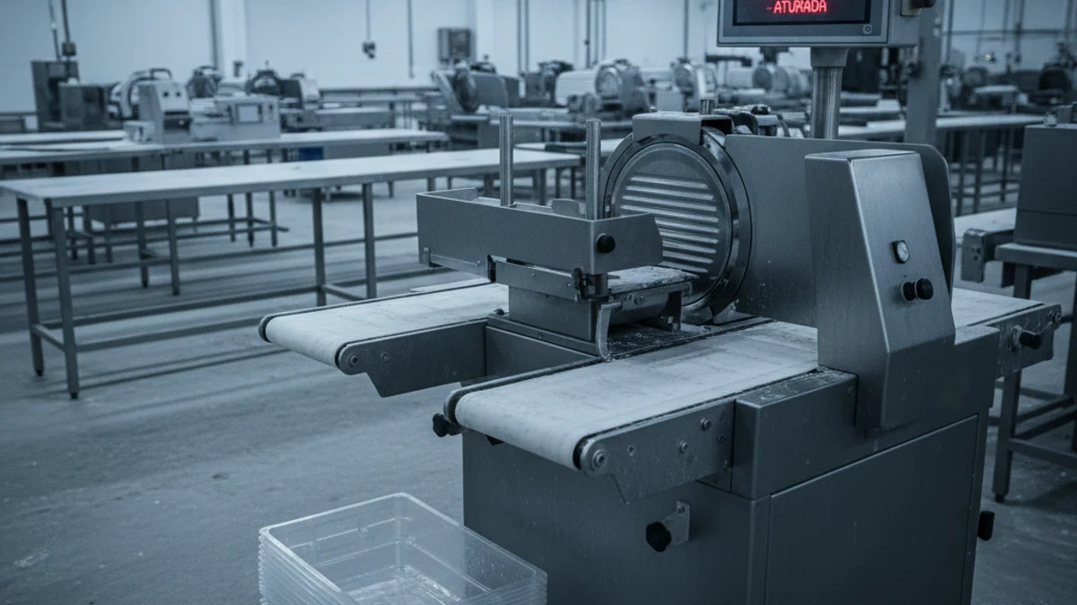 Imagen genérica de una planta de procesamiento de carne vacía y fría.