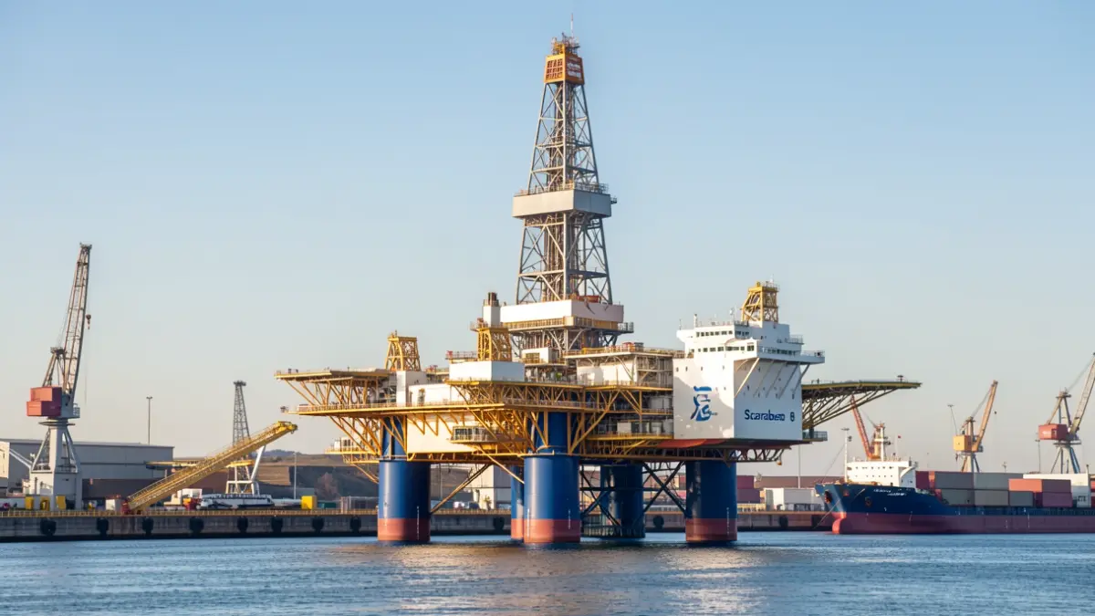 Plataforma petrolífera Scarabeo 9 atracada en el Puerto de Las Palmas.
